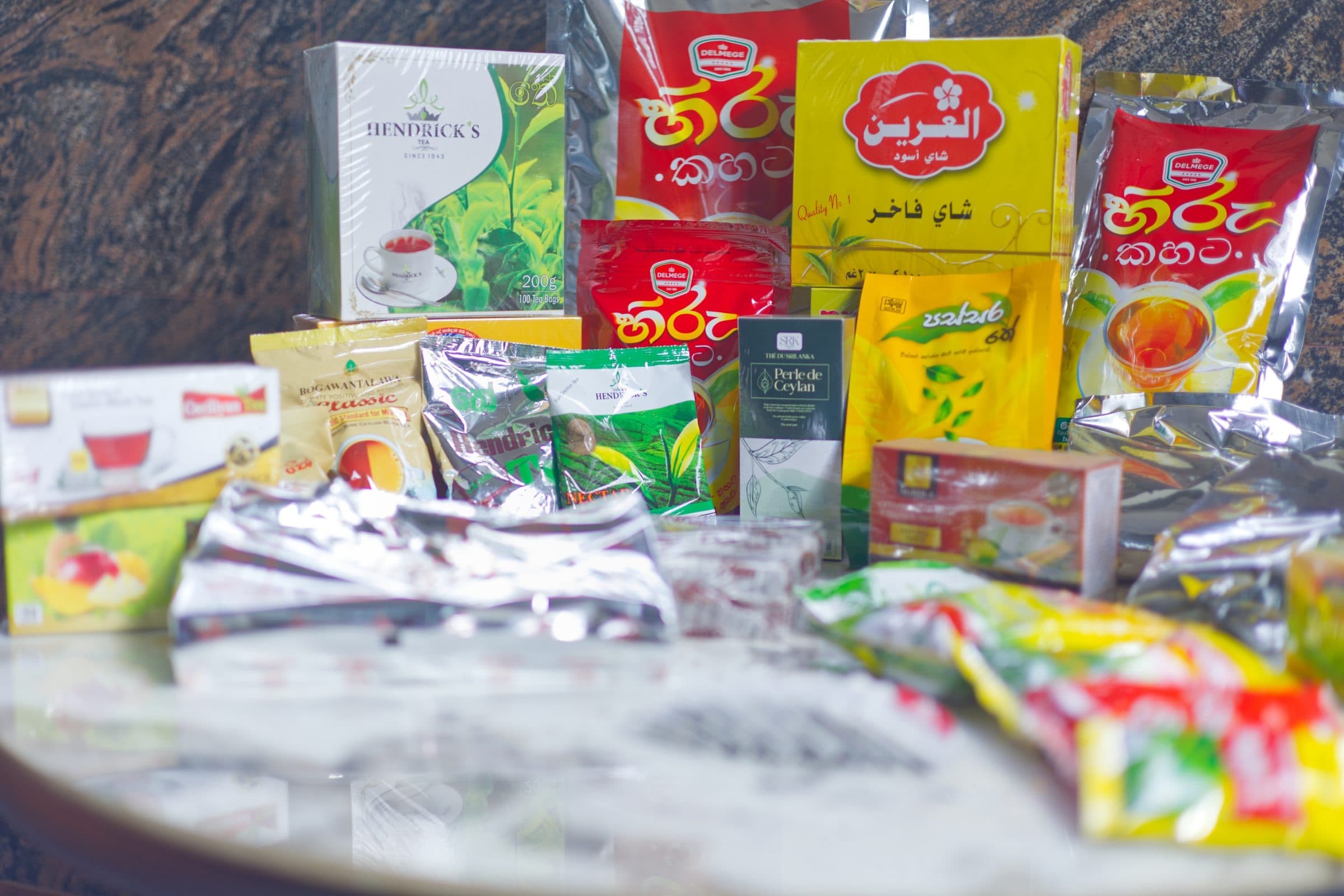 A range of client-branded tea packs produced at Nimali Tea